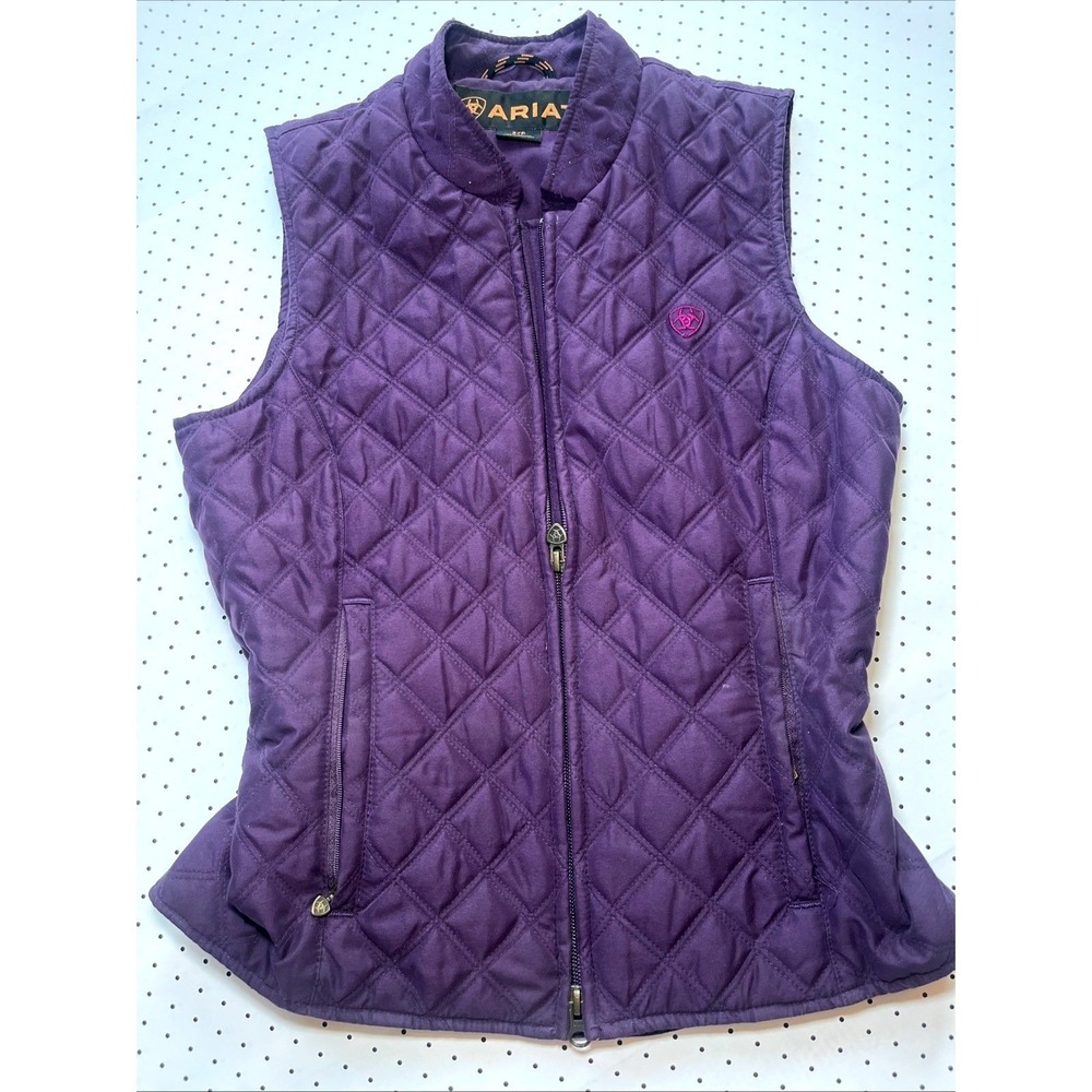 Ariat Purple Quilted Riding Vest Women's Small Equestrian Full Zip Western - Picture 3 of 12